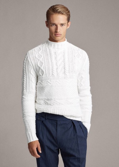 Ralph Lauren Hand-Knit Cotton-Blend Striktrøje Herre Danmark (TKZHW3870)